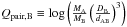 Mathematical equation: \hbox{$Q_{\rm pair,B} \equiv \log \left(\frac{M_{\rm A}}{M_{\rm B}} \left(\frac{D_{\rm B}}{d_{\rm AB}}\right)^3\right)$}