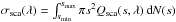 Mathematical equation: \hbox{$\sigma_\textrm{sca}(\lambda)=\int_{s_\textrm{min}}^{s_\textrm{max}} \pi s^2 Q_\mathrm{sca}(s,\lambda) \, \textrm{d}N(s)$}