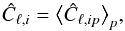 Mathematical equation: \begin{eqnarray} \hat C_{\ell,i}=\big<\hat C_{\ell,ip}\big>_p, \end{eqnarray}