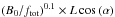 Mathematical equation: \hbox{$\left(B_0/f_{\rm tot}\right)^{0.1}\times L \cos\left(\alpha\right)$}