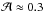 Mathematical equation: \hbox{$\mathcal{A} \approx 0.3 $}