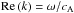 Mathematical equation: \hbox{${\rm Re} \left(k\right)=\omega/\ca$}