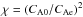 \hbox{$\chi = \left( C_{\rm A0} / C_{\rm Ae} \right)^2$}