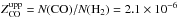 \hbox{$Z\rm_{CO}^{upp}=\i{N}(CO)/\i{N}(H_2)= 2.1\times 10^{-6}$}