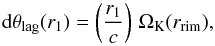 \begin{equation} {\rm d}\theta_{\rm lag}(r_{\rm 1}) = \left( \frac{r_{\rm 1}}{c} \right)\, \Omega_{\rm K}(r_{\rm rim}), \label{eq:thetalag} \end{equation}