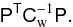 Mathematical equation: \begin{equation} \tens{P}^{\sf T}\tens{C}_{\rm w}^{-1}\tens{P} \label{pixelmatrix}. \end{equation}