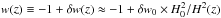 Mathematical equation: \hbox{$w(z)\equiv-1+\delta w(z)\approx-1+\delta w_0\times H_0^2/H^2(z)$}
