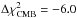 Mathematical equation: \hbox{$\Delta \chi^2_{\rm CMB} = -6.0$}