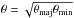 Mathematical equation: \hbox{$ \theta = \sqrt{\theta_{\rm{maj}} \theta_{\rm{min}}} $}