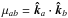 Mathematical equation: \hbox{$\mu_{ab}= \vec {\hat k}_a\cdot \vec {\hat k}_b$}