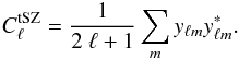 Mathematical equation: \appendix \setcounter{section}{1} \begin{eqnarray} C^{\mathrm{tSZ}}_{\ell} = \frac{1}{2\ \ell +1} \sum_{m} y_{\ell m} y^{*}_{\ell m}. \end{eqnarray}