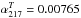 Mathematical equation: \hbox{$\alpha^T_{217} = 0.00765$}