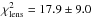 Mathematical equation: \hbox{$\chi^2_{\rm lens} = 17.9 \pm 9.0$}