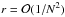 Mathematical equation: \hbox{$r = \clo(1/N^2)$}