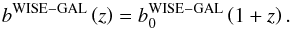 Mathematical equation: \begin{equation} b^\mathrm{\wg}\left(z\right) = b_0^\mathrm{\wg} \left(1+z\right). \label{eq:bwisegals} \end{equation}