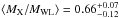 Mathematical equation: \hbox{$\langle M_{\rm X}/M_{\rm WL}\rangle=0.66^{+0.07}_{-0.12}$}