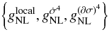 Mathematical equation: \begin{equation} \left\{ \gnlloc, \gnldotpi4, \gnldpi4 \right\} \label{eq:trispectra} \end{equation}