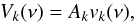 Mathematical equation: \appendix \setcounter{section}{2} \begin{equation} V_{k}(\nu)=A_{k}v_{k}(\nu), \end{equation}