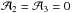 Mathematical equation: \hbox{$\mathcal{A}_2 = \mathcal{A}_3 = 0$}