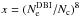 Mathematical equation: \hbox{$x=(N_{\rm e}^{\mathrm{DBI}}/N_{\rm c})^8$}