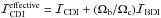 Mathematical equation: \hbox{${\cal I}_{{\mathrm{CDI}}}^\mathrm{effective}={\cal I}_{{\mathrm{CDI}}}+(\Omega_{\mathrm b} / \Omega_{{\mathrm{c}}}){\cal I}_{{\mathrm{BDI}}}$}