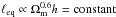 Mathematical equation: \hbox{$\elleq \propto \Omm^{0.6} h=\text{constant}$}