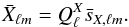 Mathematical equation: \appendix \setcounter{section}{1} \begin{eqnarray} \bar{X}_{\elt m} = Q_{\elt}^{X} \bar{s}_{X, \elt m}. \end{eqnarray}