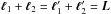 Mathematical equation: \hbox{$\vec{\elt}_1 + \vec{\elt}_2 = \vec{\elt}'_1+ \vec{\elt}'_2 = \vec{L}$}
