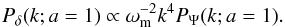 Mathematical equation: \appendix \setcounter{section}{5} \begin{equation} P_\delta (k;a=1) \propto \omega_{\rm m}^{-2} k^4 P_\Psi(k;a=1) . \end{equation}