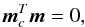 Mathematical equation: \begin{equation} {\vec{m}}_{c}^{T}{\vec{m}}=0, \label{eq:constraint} \end{equation}