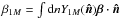 Mathematical equation: \hbox{$\beta_{1M} = \int \dd n Y_{1M}(\vec{\hat n}) \vec{\beta}\cdot \vec{\hat n}$}