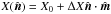 Mathematical equation: \hbox{$X(\hat{\vec n}) = X_0 + \Delta X\hat{\vec n}\cdot\hat{\vec m}$}