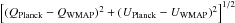 Mathematical equation: \hbox{$\left[(Q_\mathrm{Planck} - Q_\mathrm{WMAP})^2 + (U_\mathrm{Planck} - U_\mathrm{WMAP})^2\right]^{1/2}$}