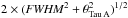 Mathematical equation: \hbox{$2\times({\it FWHM}^2 + \theta_{\rm Tau\,A}^2)^{1/2}$}