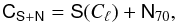 Mathematical equation: \begin{equation} \tens{C}_{\tens{S}+\tens{N}} = \tens{S}(C_\ell)+ \tens{N}_{70} ,\label{CSN_alphabeta2} \end{equation}