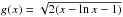 Mathematical equation: \hbox{$g(x)=\sqrt{2(x-\ln x -1)}$}