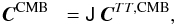 Mathematical equation: \appendix \setcounter{section}{3} \begin{eqnarray} \vec{C}^\mathrm{CMB} \! &= \tens{J}\ \vec{C}^{TT,\mathrm{CMB}}, \end{eqnarray}