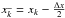 Mathematical equation: \hbox{$x^{\_}_k = x_k - \frac{\Delta x}{2}$}