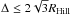 Mathematical equation: \hbox{$\Delta \leq 2 \sqrt 3 R_{\rm Hill}$}