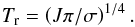Mathematical equation: \appendix \setcounter{section}{1} \begin{equation} \label{eq_trad} \Tr = \left ( J \pi/\sigma \right ) ^{1/4}. \end{equation}