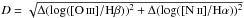Mathematical equation: \hbox{$D = \sqrt{\Delta(\log(\oiii/\rm H\beta))^2 + \Delta(\log(\nii/\rm H\alpha))^2}$}