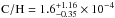 Mathematical equation: \hbox{$\mathrm{C/H} = 1.6_{-0.35}^{+1.16} \times 10^{-4}$}