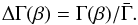 Mathematical equation: \begin{equation} \Delta\Gamma (\beta) = \Gamma(\beta) /\bar{\Gamma}. \end{equation}