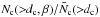 Mathematical equation: \hbox{$N_{\rm{c}}(>\!\!d_{\rm{c}},\beta)/\bar{N}_{\rm{c}}(>\!\!d_{\rm{c}})$}
