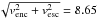 Mathematical equation: \hbox{$\sqrt{v_{\rm{enc}}^2 + v_{\rm{esc}}^2} = 8.65$}