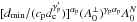Mathematical equation: \hbox{$[d_{\rm{min}} / (c_{\rm{p}} d_{\rm{c}}^{\gamma'_{\rm{p}}})]^{\alpha_{\rm{p}}} (A_0^\bot)^{\gamma_{\rm{p}} \alpha_{\rm{p}}} A_0^N$}