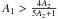 Mathematical equation: \hbox{$A_1 > \frac{4A_2}{5A_2+1}$}