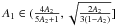 Mathematical equation: \hbox{$A_1 \in (\frac{4A_2}{5A_2+1}, \sqrt{\frac{2A_2}{3(1-A_2)}}]$}