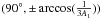Mathematical equation: \hbox{$(90\degr, \pm \arccos(\frac{1}{3A_1}))$}
