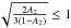 Mathematical equation: \hbox{$\sqrt{\frac{2A_2}{3(1-A_2)}} \le 1$}